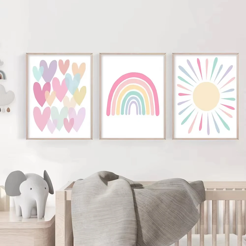Baby Nursery Frames - (Ohne Rahmen) Cartoon-Herz-Poster, Gemälde, Kinderzimmer-Kunst, Leinwanddruck,
