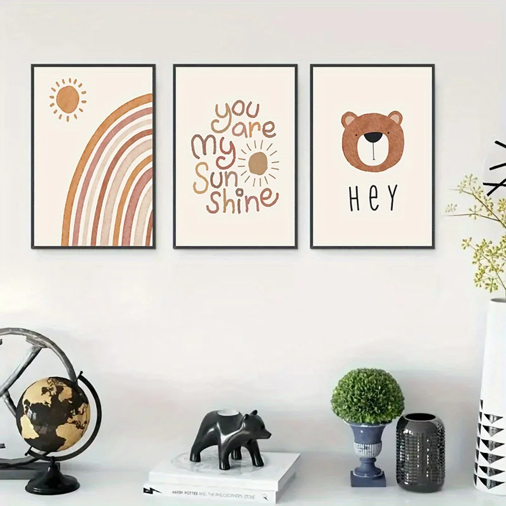 Baby Nursery Frames - (Ohne Rahmen) 3-teiliges Leinwandbild-Set, abstraktes Sonnen-