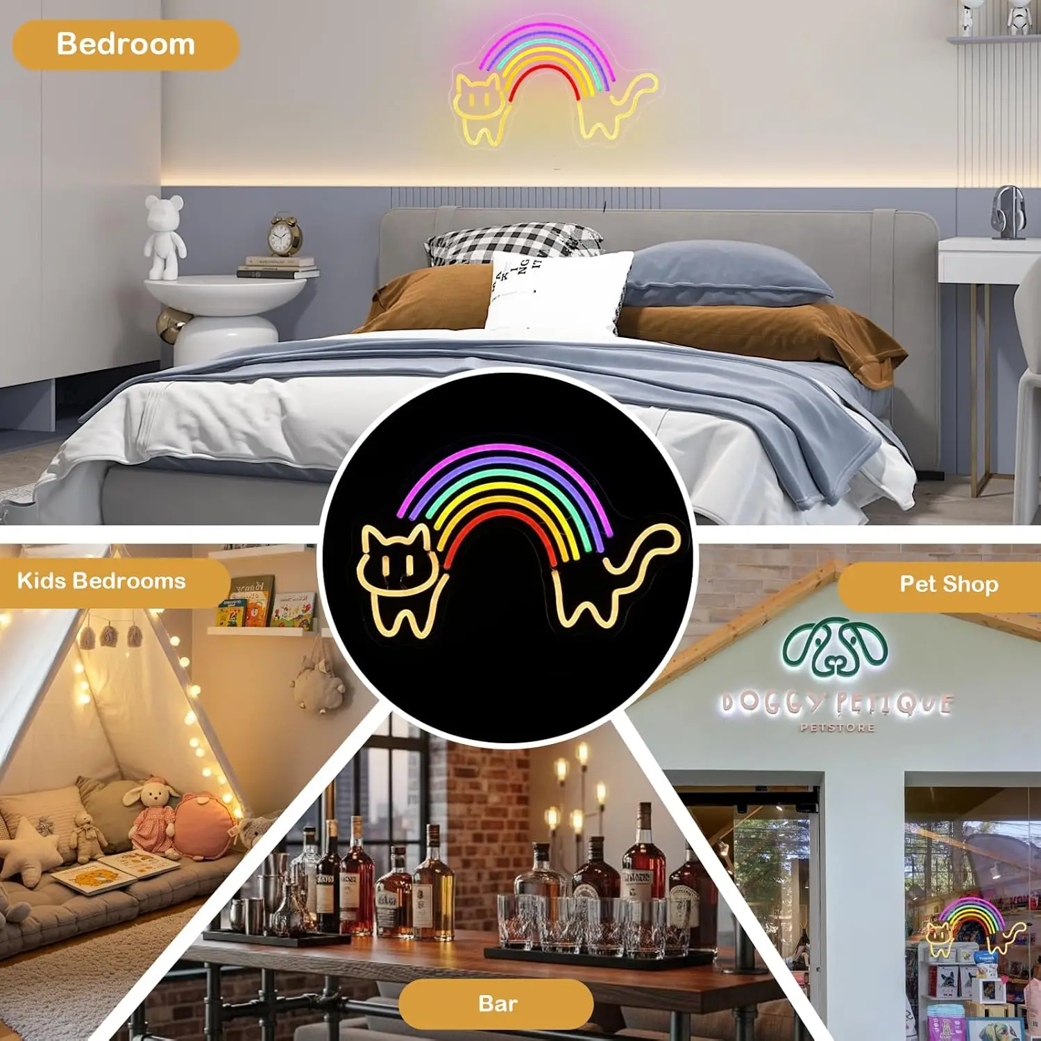 Regenbogen-Katzen-Neonschild,  – Baby Nursery Wall Lights Bewertung und Preis