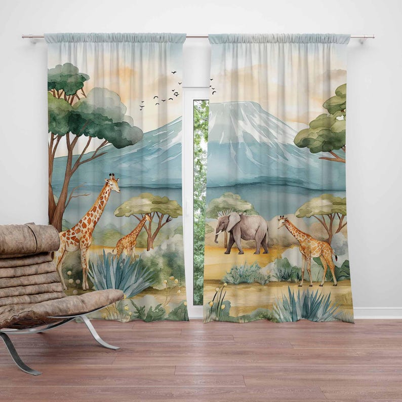 Safari Tiere Kinder Vorhänge B – Baby Nursery Boy Bewertung und Preis