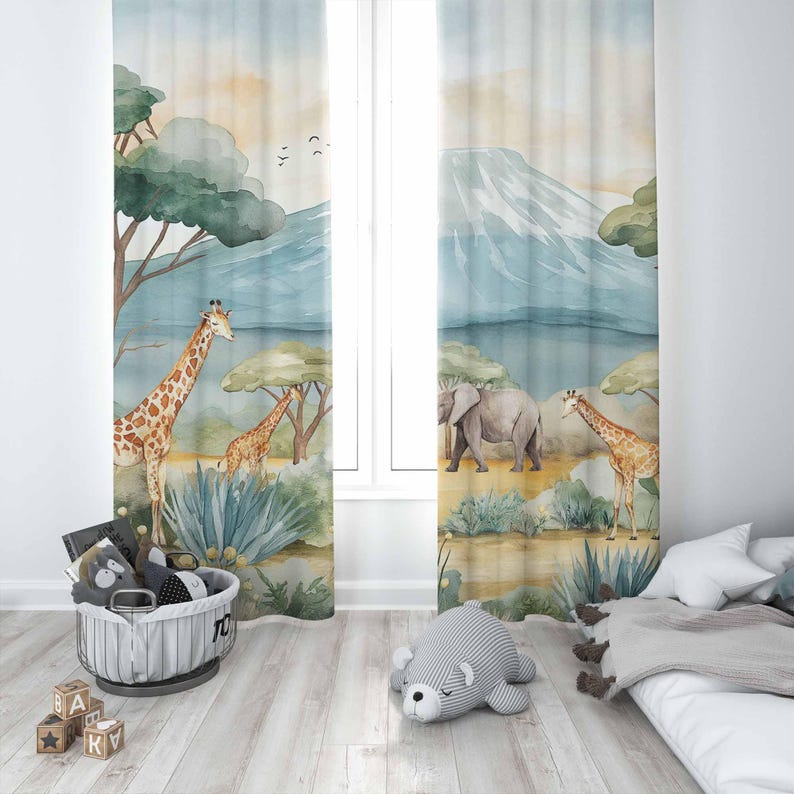 Safari Tiere Kinder Vorhänge B – Baby Nursery Boy Bewertung und Preis